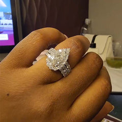 Pear Cut Halo Sterling Silver Stackable Rings
