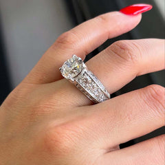 Sparkling Round Cut Sterling Silver Engagement Rings