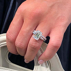 Emerald Cut Sterling Silver Classic Fashion Wedding Sets