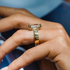 Solitaire Sterling Silver Emerald Cut Engagement Rings