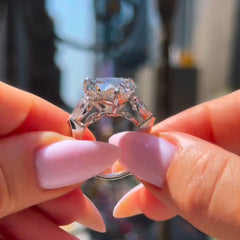 Three Stone Sterling Silver Heart Cut Engagement Rings