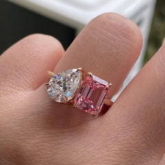 Double Stone Setting Rose Gold Wedding Rings