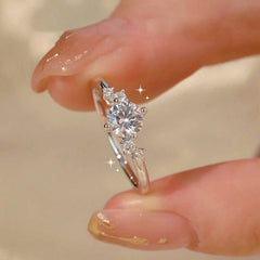 Simplicity Round Cut Sterling Silver Wedding rings