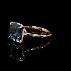 Blue Sapphire Cushion Cut Yellow Gold Engagement Rings