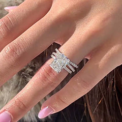 Classic Radiant Cut Sterling Silver Wedding Sets