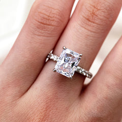 Classical Radiant Cut Sterling Silver Wedding Rings