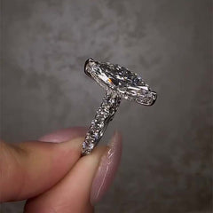 Simplicity Marquise Cut Sterling Silver Wedding Rings