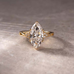 Simplicity Marquise Cut Yellow Gold Vintage Engagement Rings