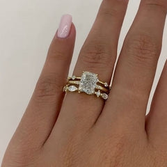 Simplicity Radiant Cut Sterling Silver Wedding Sets