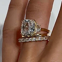 Simplicity Cushion Cut Yellow Gold Wedding Sets