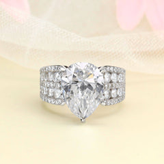 Shine Pear Cut Sterling Silver Engagement Rings