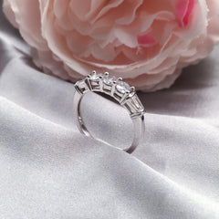 Chaste Round Cut Sterling Silver Wedding Bands