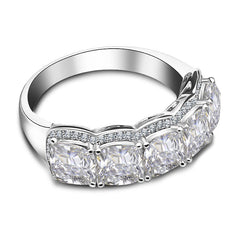Elegance Cushion Cut Sterling Silver Wedding Bands