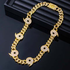 Power of Six Paths Necklace 12mm Iced Cuban Chain