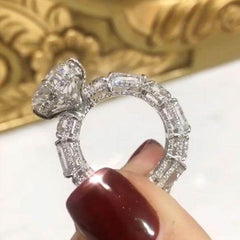 Three Sided Pave Cushion Cut Sterling Silver Engagement Rings