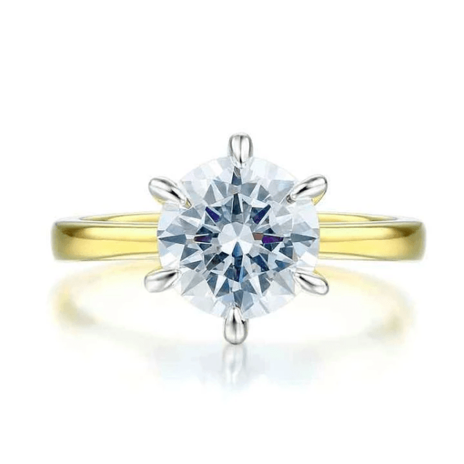Single Diamond Round Cut Sterling Silver Engagement Rings
