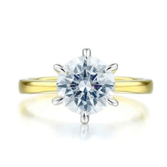 Single Diamond Round Cut Sterling Silver Engagement Rings