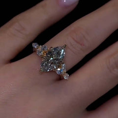 Exquisite Marquise Cut Sterling Silver Vintage Engagement Rings