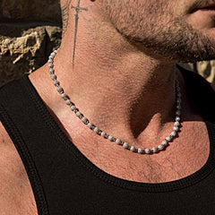 Frosted Silver Ball Chain Bold Icy Crystal Ball Pendant
