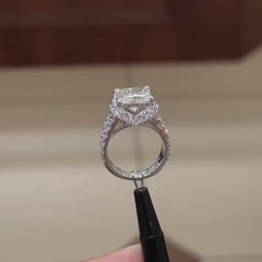 Split Princess Cut Sterling Silver Engagement Rings