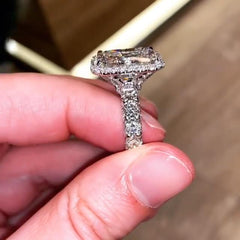 Shine Radiant Cut Sterling Silver Halo Engagement Rings