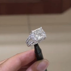 Split Princess Cut Sterling Silver Engagement Rings