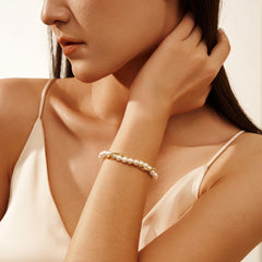 Beaded silver double bracelet