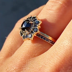 Black Diamond Round Cut Stackable Rings