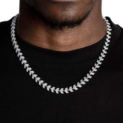 Iced Silver Arrowhead Necklace with Cubic Zirconia Accents