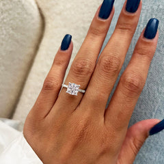 Simplicity Cushion Cut Sterling Silver Engagement Rings