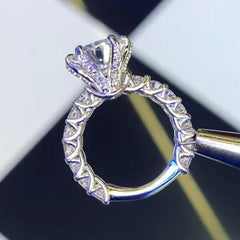 Silver Six Claws Round Cut Sterling Silver Wedding Rings