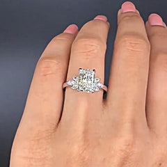 Personalization Radiant Cut Sterling Silver Engagement Rings