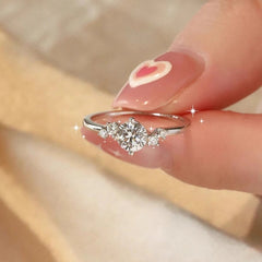 Simplicity Round Cut Sterling Silver Wedding rings