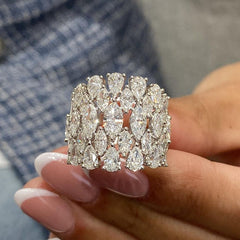 Stylish Pear Cut Sterling Silver Wedding Bands