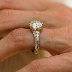 Retro Round Cut Sterling Silver Vintage Engagement Rings