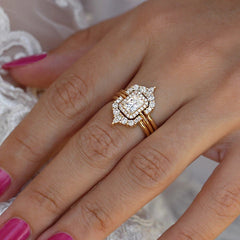 Retro Radiant Cut Sterling Silver Wedding Ring
