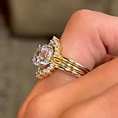 Sunflower Round Cut Yellow Gold Wedding Sets