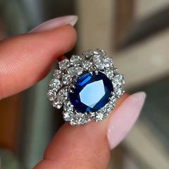 Sapphire Oval Cut Sterling Silver Vintage Engagement Rings