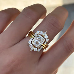 Retro Radiant Cut Sterling Silver Wedding Ring