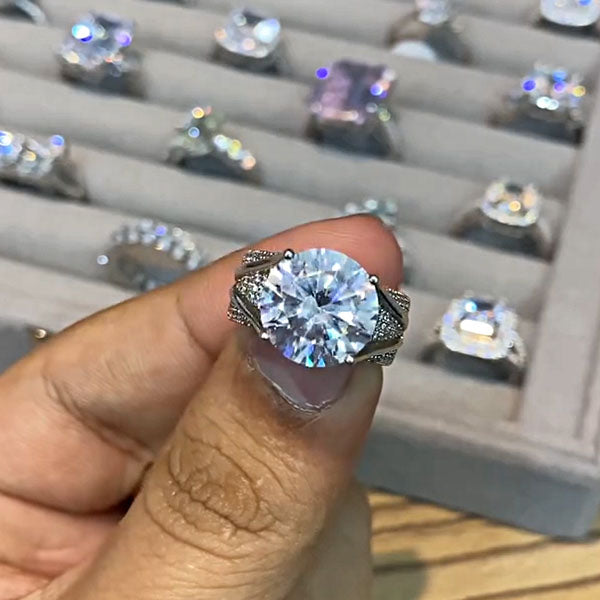 Handmade Diamond  Round Cut Sterling Silver Engagement Rings