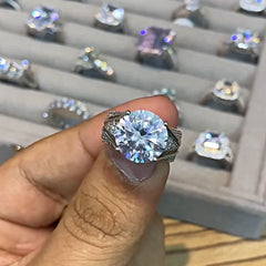 Handmade Diamond  Round Cut Sterling Silver Engagement Rings