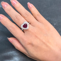 Double Halo Sterling Silver Heart Cut Engagement Rings