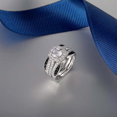 Luxurious Round Cut Sterling Silver Wedding Sets