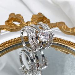 Handmade Round Cut Sterling Silver Wedding Sets