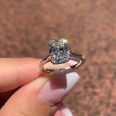 Simplicity Radiant Cut Sterling Silver Wedding Rings