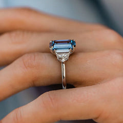 Minimalist Sterling Silver Emerald Cut Engagement Rings