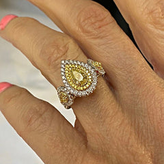 Statement Halo Pear Cut Sterling Silver Engagement Rings