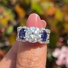Three Stone Round Cut Sterling Silver Vintage Engagement Rings