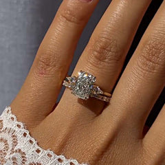 Vintage Radiant Cut Sterling Silver Wedding Sets