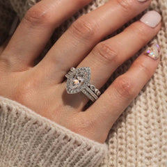 Halo Marquise Cut Sterling Silver Wedding Sets